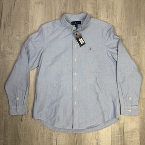 NWT Boys RALPH LAUREN Cotton Button-Down Oxford Shirt XL(18-20) Blue Preppy R